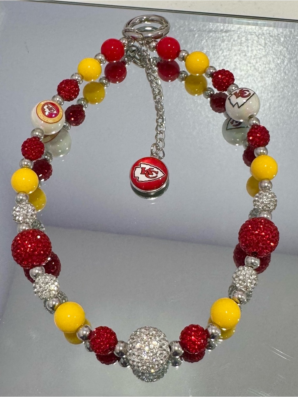 New Kansas City Chiefs Red & Yellow Beaded Phone Charm